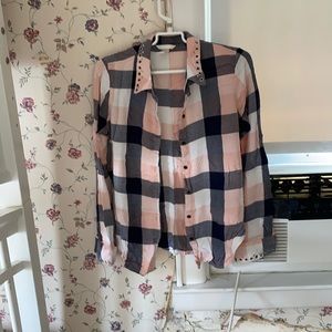 Pink, navy and white flannel shirt!